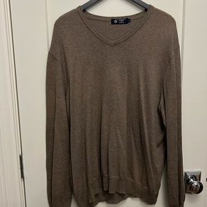 Men's J Crew cotton cashmere V-neck sweater, XL, brown